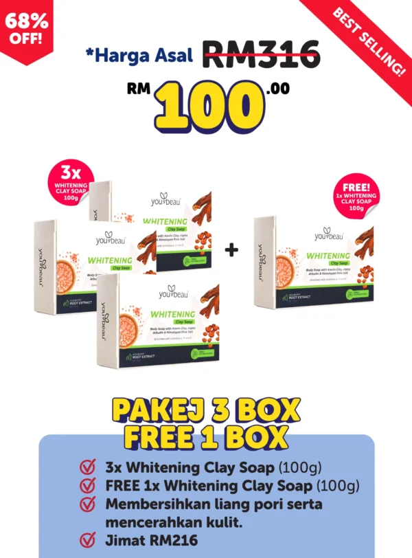 Whitening Clay Soap 3 Box Free 1 Box